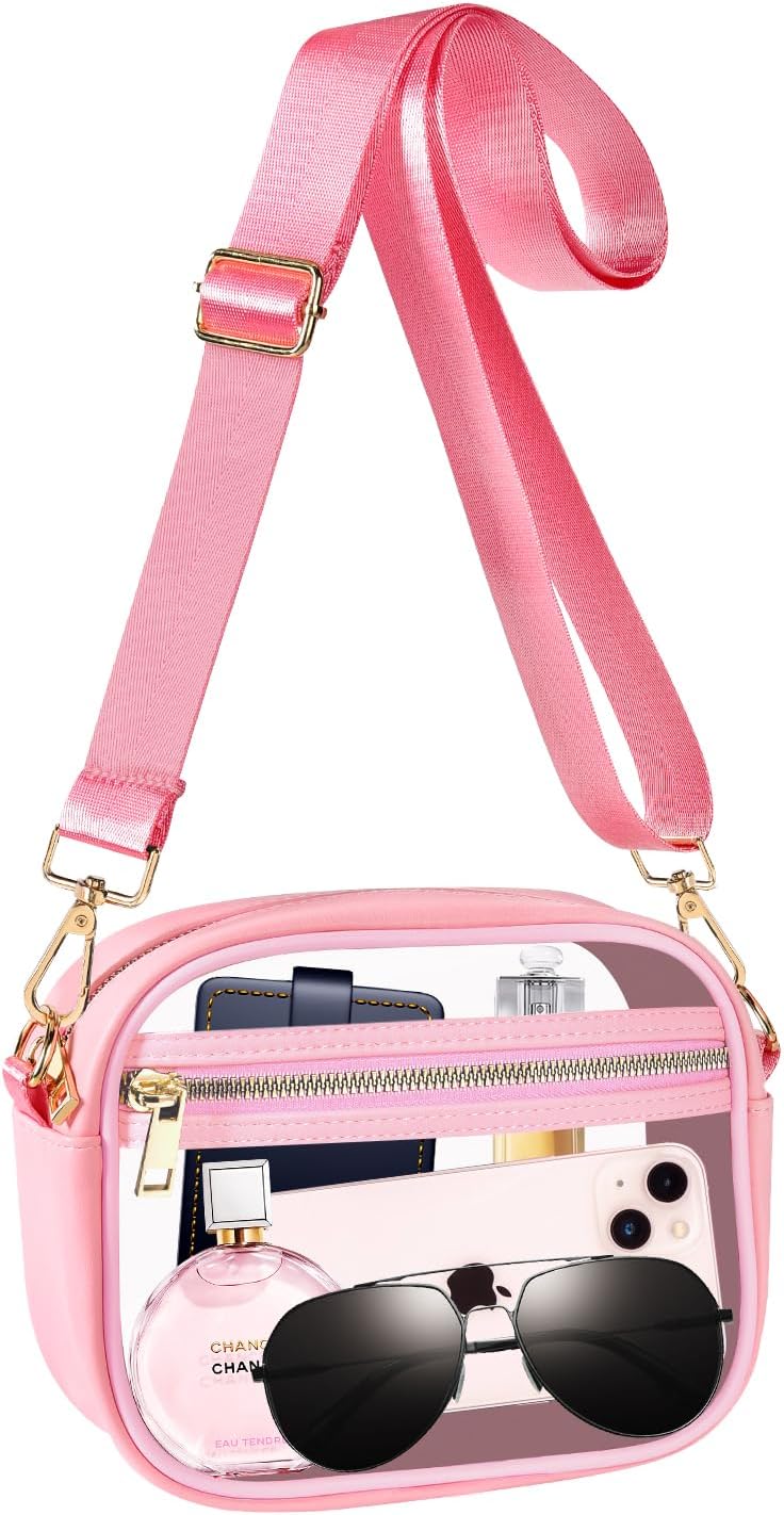 Fibrdoo Clear Bag Stadium Approved, Leather Clear Crossbody Purse Bag for Concerts Sports Events Festivals - Image 1